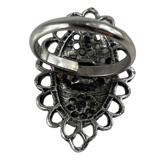 Vintage Purple & Blue Multi Stone Silver Tone Adjustable Ring - Picture 3 of 7